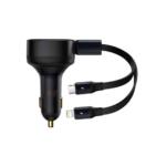 Baseus - Enjoyment Retracetable 2 In 1 USB-C And Lightning 30W Car Charger - Black