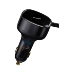 Baseus - Enjoyment Retracetable 2 In 1 USB-C And Lightning 30W Car Charger - Black - Image 2