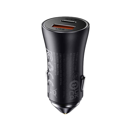 1690701090.cgjm000113-2.png Baseus - Golden Contractor Pro 1 Port USB-A And 1 Port USB-C 60W Car Charger - Dark Grey - Image 2