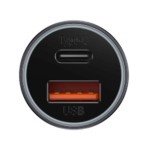 Baseus - Golden Contractor Pro 1 Port USB-A And 1 Port USB-C 60W Car Charger - Dark Grey - Image 3
