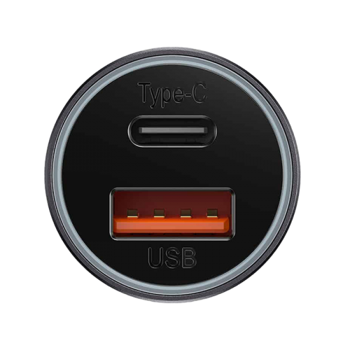 1690701090.cgjm000113-3.png Baseus - Golden Contractor Pro 1 Port USB-A And 1 Port USB-C 60W Car Charger - Dark Grey - Image 3