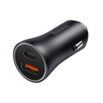Baseus - Golden Contractor Pro 1 Port USB-A And 1 Port USB-C 60W Car Charger - Dark Grey - Image 4