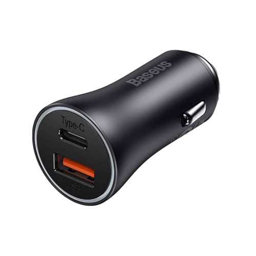 1690701090.cgjm000113-4.png Baseus - Golden Contractor Pro 1 Port USB-A And 1 Port USB-C 60W Car Charger - Dark Grey - Image 4
