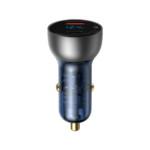 Baseus - Particular 1 Port USB-C And 1 Port USB-A 65W Car Charger With Digital Display - Dark Grey - Image 2