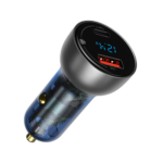 Baseus - Particular 1 Port USB-C And 1 Port USB-A 65W Car Charger With Digital Display - Dark Grey