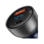 Baseus - Particular 1 Port USB-C And 1 Port USB-A 65W Car Charger With Digital Display - Dark Grey - Image 4