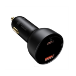 Baseus - Supreme 1-Port USB-C And 1-Port USB-A PPS Digital Display Car Charger - Black - Image 2