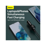 Baseus - Supreme 1-Port USB-C And 1-Port USB-A PPS Digital Display Car Charger - Black - Image 3