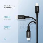 يو جرين - كابل USB-C إلى كابل لايتنينج M/M 1 متر (أسود) - الصورة 2