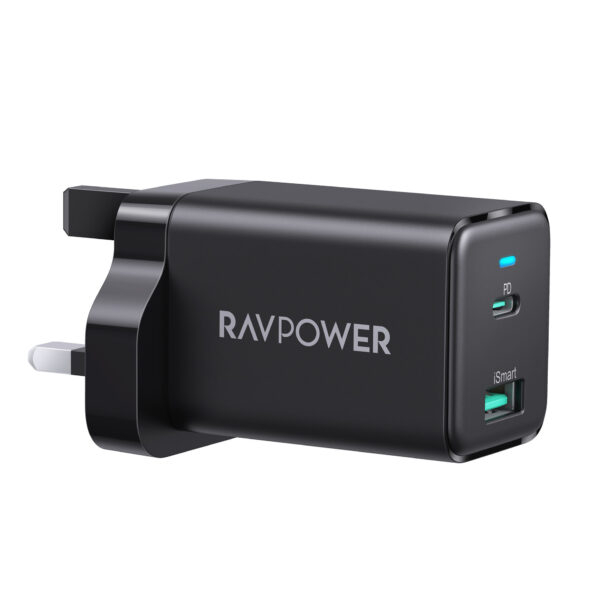 RAVPower - RP-PC171 PD 45W2-Port Wall Charger Black