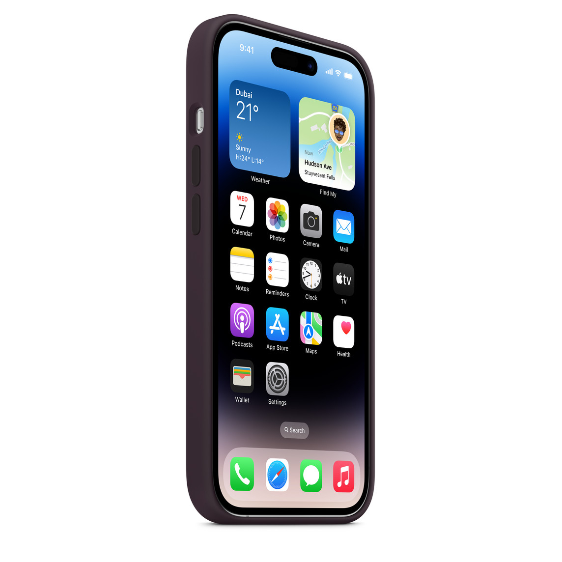 MPTK3_AV5_GEO_AE.jpeg Silicone Case With MagSafe For iPhone 14 Pro - Elderberry - Image 3