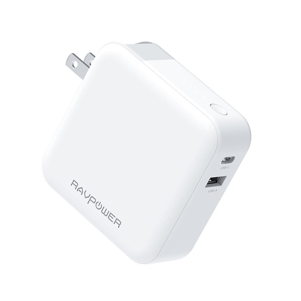 RP-PB101-2.jpg RAVPower - 18W 5000mAh Wall Charger & Portable Charger – White - الصورة 1