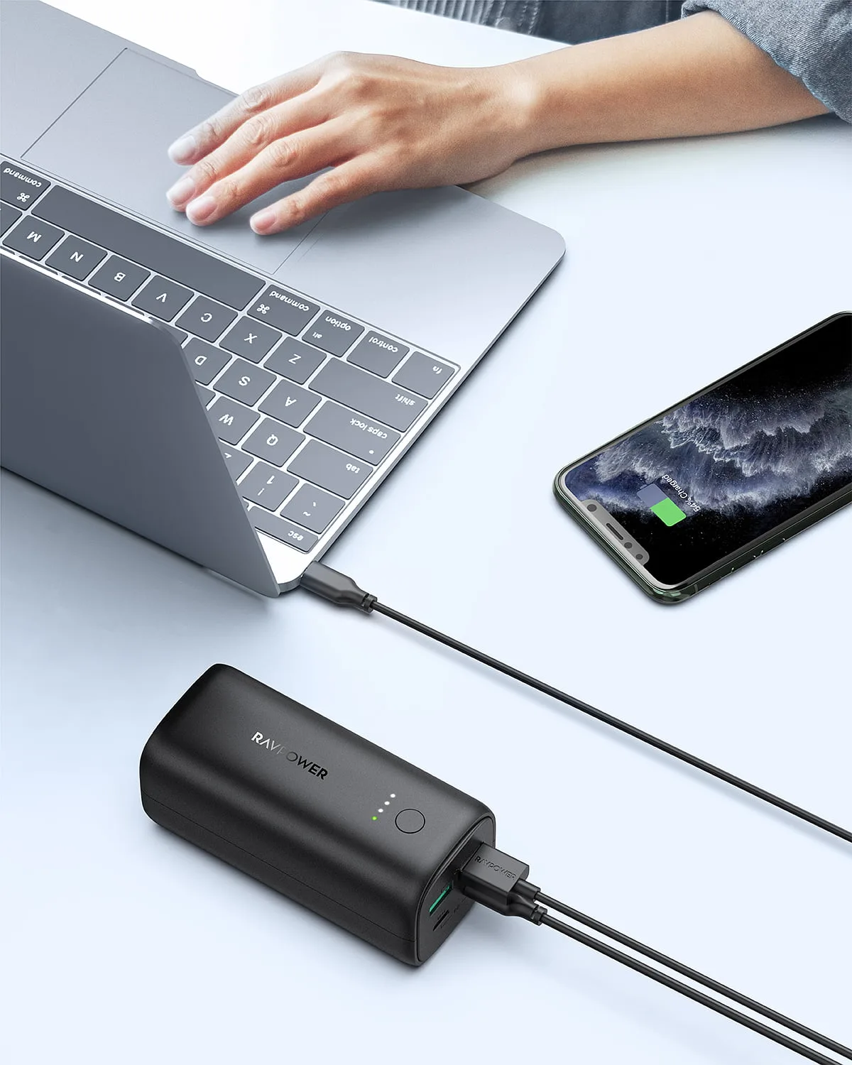 RAVPower - PD Pioneer 20000mAh 50W 4-Port Power Bank RP-PB208 - Black - Image 3