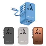 1-World+ 3-Port Travel GaN Charger With Built-in USB-C Cable 70W