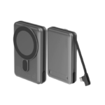 EnerGea - MagPac Pro With MagSafe Compatible Power Bank With Built-In Cable And Stand 10000mAh - Grey