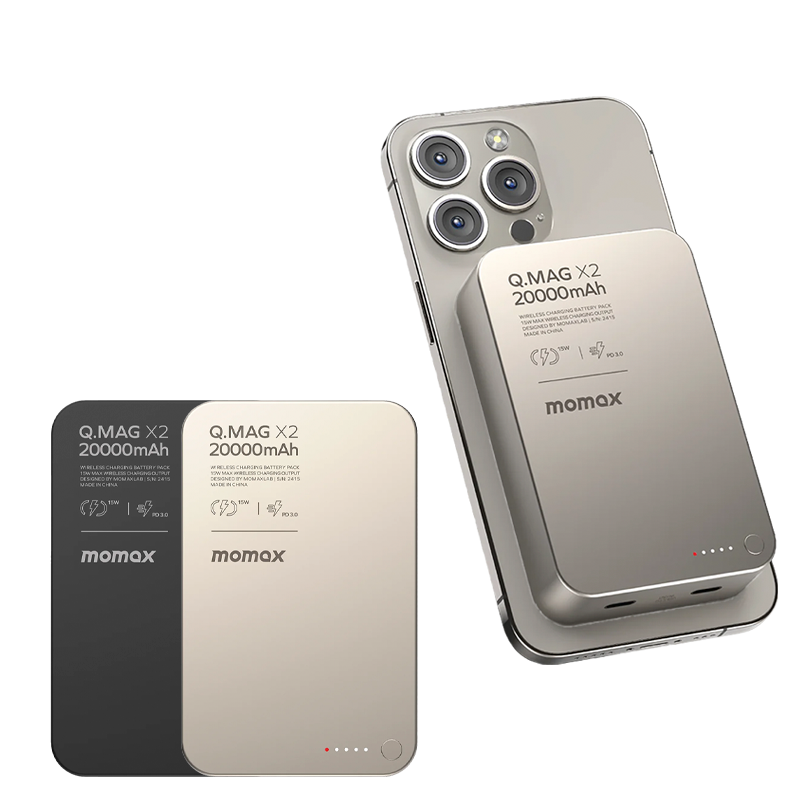 Untitled-1-77-1.png Momax - Q.Mag X2 Magnetic Wireless Power Bank 20000mAh - Gen 2 - الصورة 1