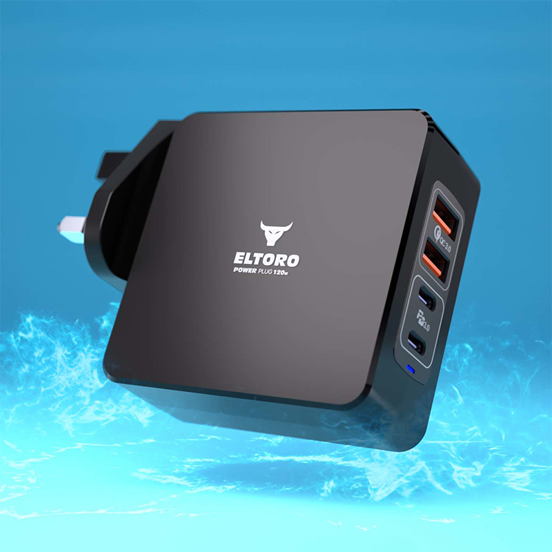 Untitled-13-48-1.png Eltoro - Power Plug 120w Home Charger PD 3.0/QC 3.0 GaN with 4 Ports 2 USB-A/2 USB-C - الصورة 3