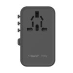 1-World+ 3-Port Travel GaN Charger With Built-in USB-C Cable 70W - Image 3