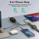 RAVPower - شاحن محمول مكتبي محمول بقدرة 75 واط بخمسة منافذ - الصورة 4