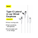 Baseus - C17 Enock USB-C Lateral In-Ear Wired Earphone - White - Image 7