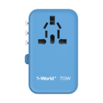 1-World+ 3-Port Travel GaN Charger With Built-in USB-C Cable 70W - Image 9