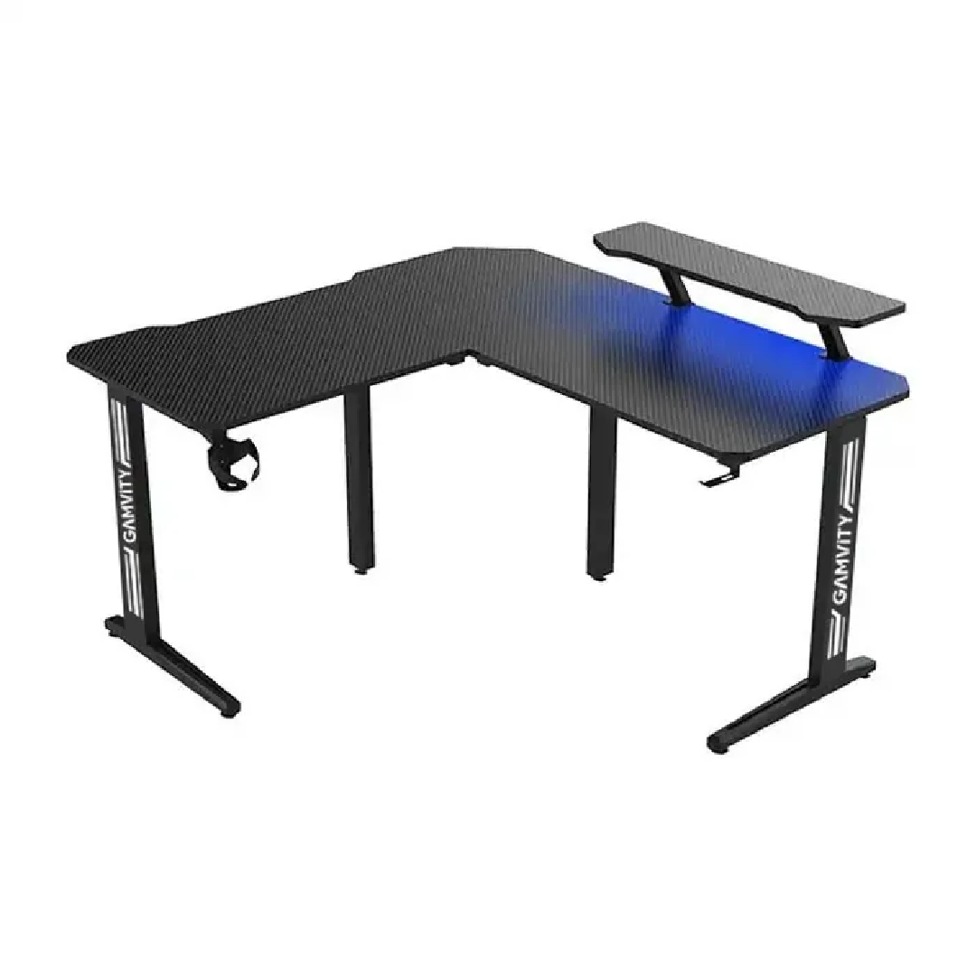 Artboard 1 Gamvity - Gaming Corner Modern L Shaped Computer Desk - Black TR-L - Image 1