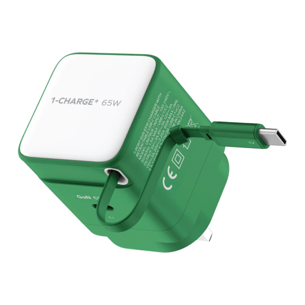 Momax - 1-Charge+ 1-Port GaN Charger With Built-In USB-C Cable 65W